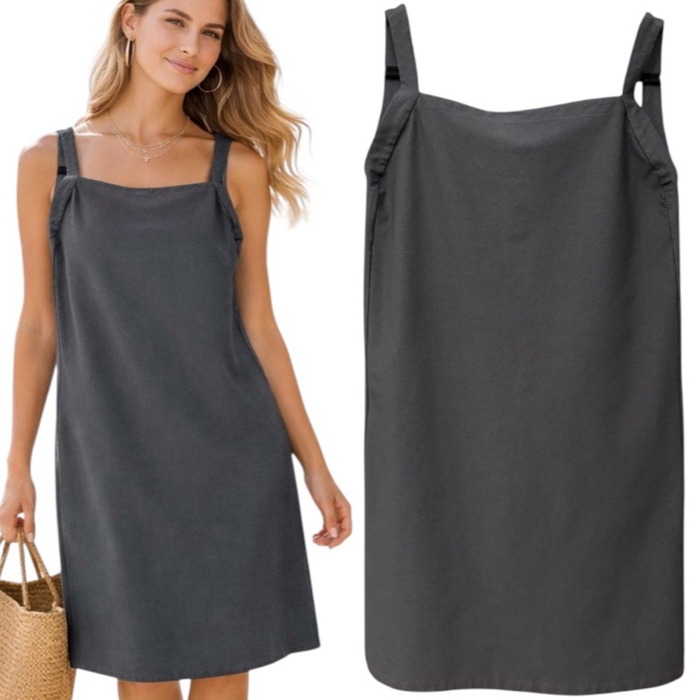 Eileen Fisher Lagenlook Gray Shift Dress Minimalist Capsule Wardrobe Small SP ❤️